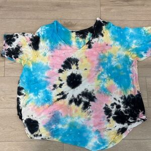 Torrid Tie-Dye Short Sleeve Tee - Blue, Pink, Yellow, Black
